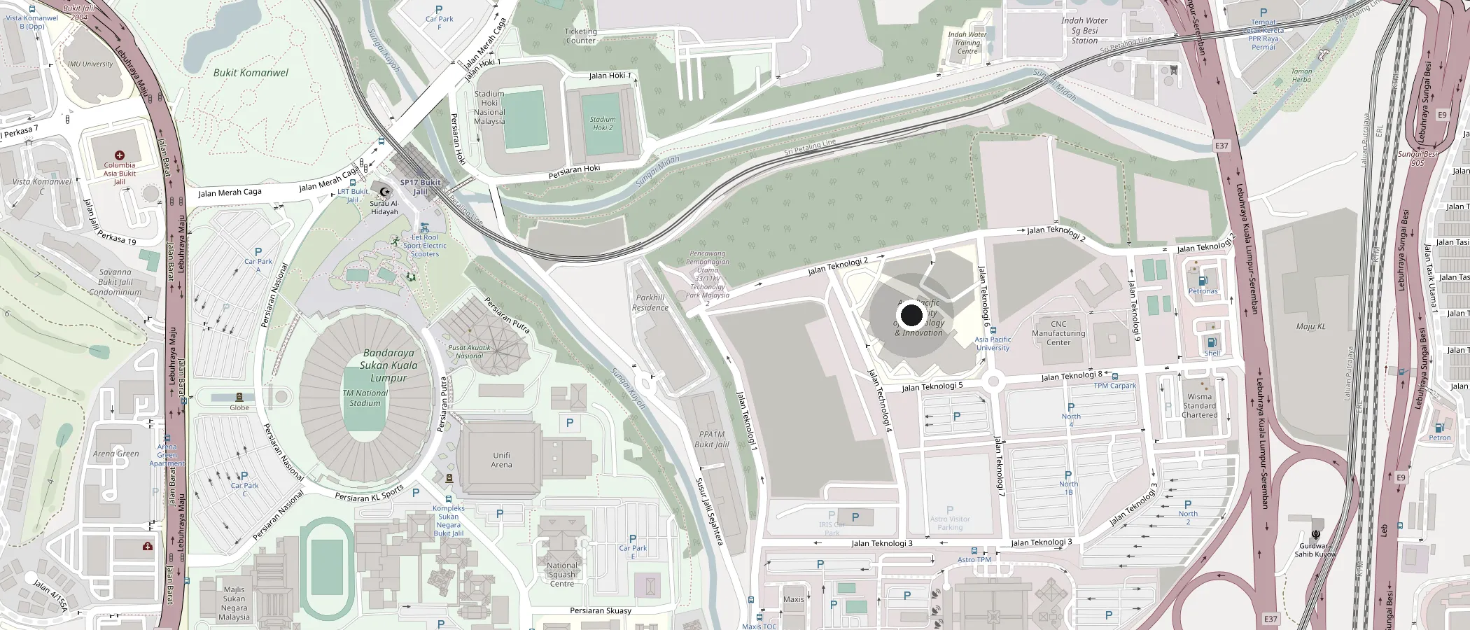 Map of the area around Auditorium 6, Level 3, Block C, Asia Pacific University (APU)